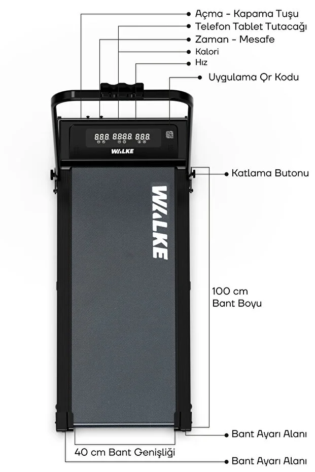 Walke W-fit Bluetoothlu Uygulamalı Uzaktan Kumandalı Koşu Bandı Yürüyüş Bandı